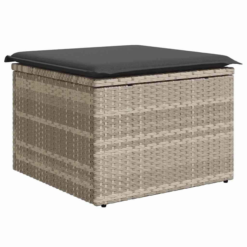 Garten-Sofa-Set mit Speicher 9 pcs Hellgrau Poly Rattan